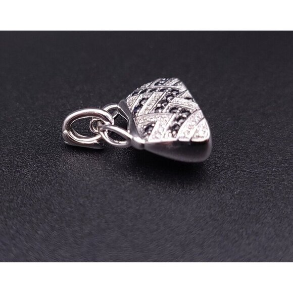 Mirabelle 18kt White Gold Diamond and Sapphire Purse Charm Pendant with Enhancer - Picture 4 of 12